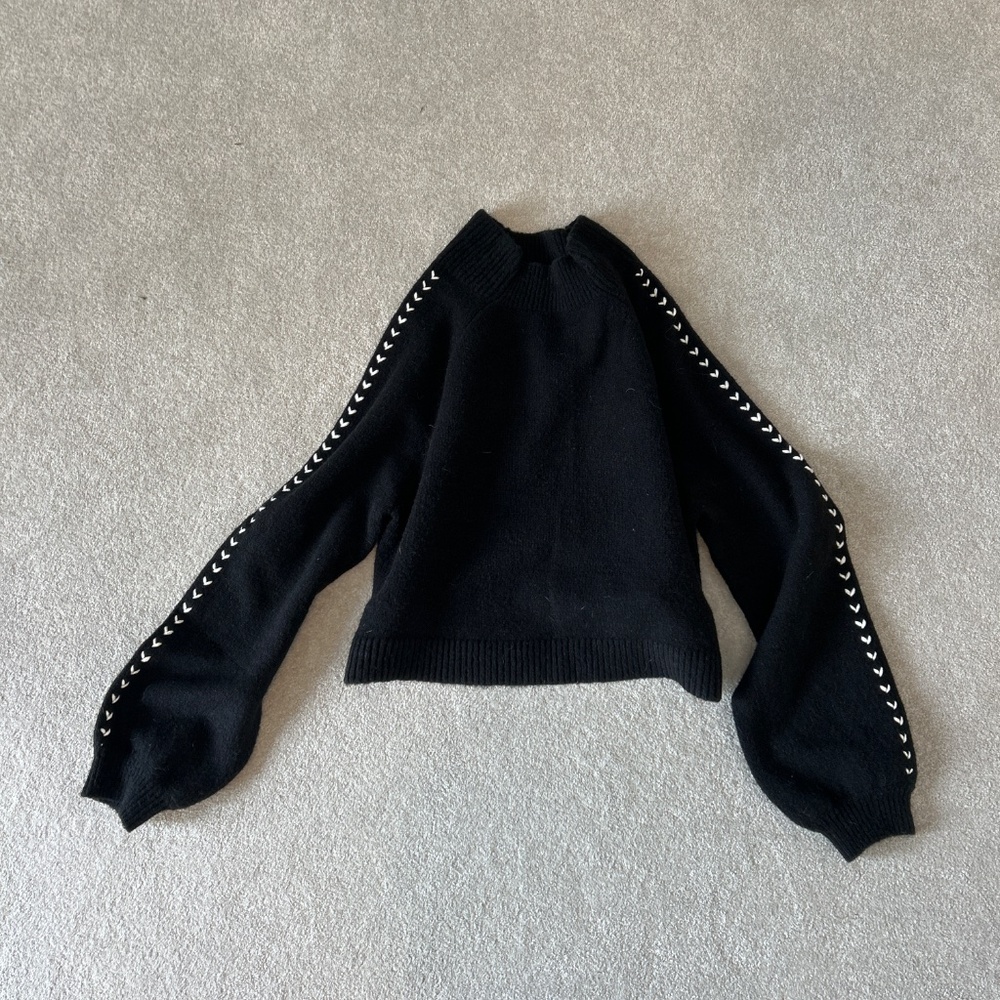 Tularosa Black with White Whip Stich Sweater
